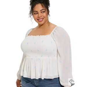 Torrid Ditsy Floral Smocked Crop Top Sz 3X Country Milkmaid Boho